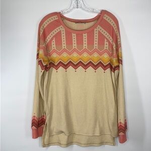 Luukse Pink Cream Chevron Long Sleeve Shirt